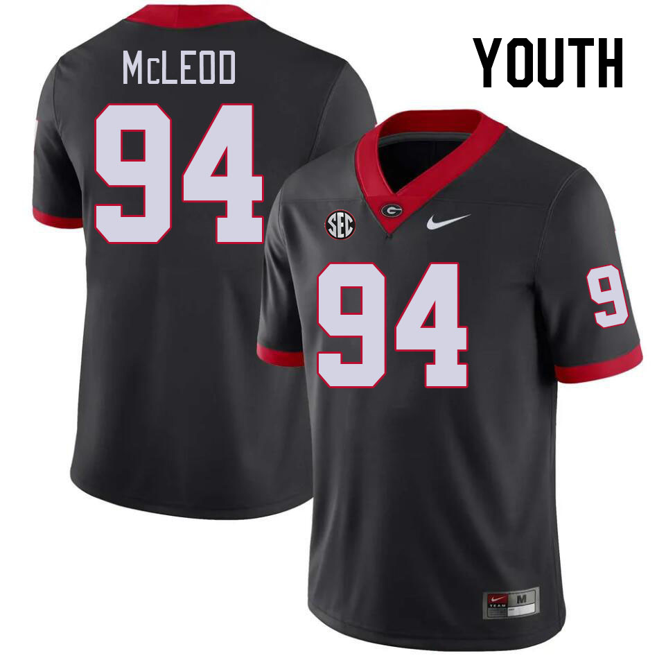 Youth #94 Xzavier McLeod Georgia Bulldogs College Football Jerseys Stitched-Black